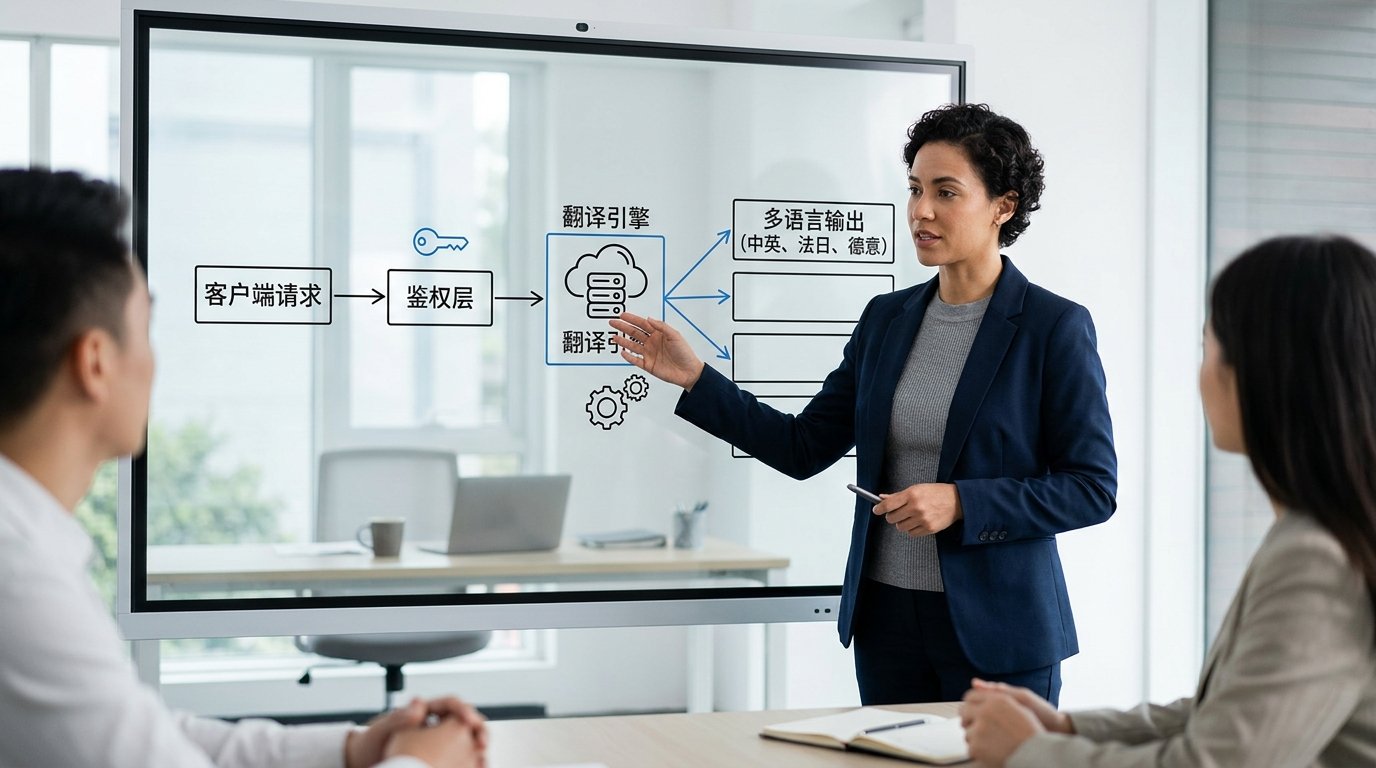 易翻译 API 接入文档架构与适用场景示意图